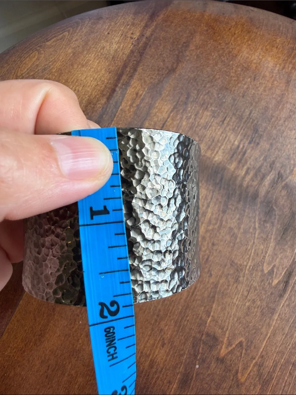 Vintage Hammered Metal Wide Cuff Bracelet - Dark Gunmetal